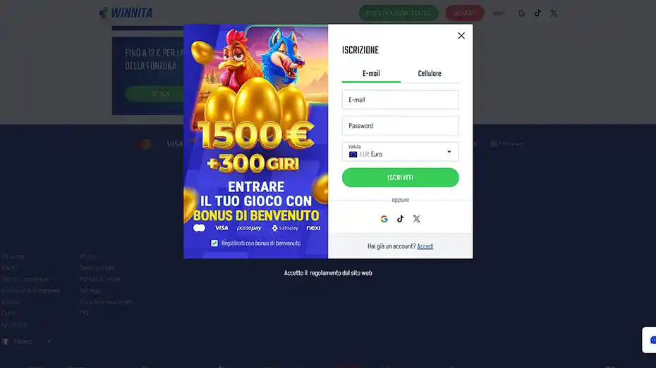 Winnita Casino Bonus Benvenuto