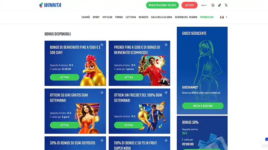 Winnita Casino Bonus Senza Deposito